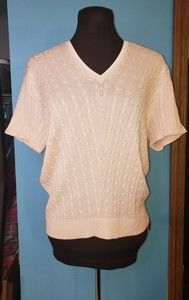 MAG By Magaschoni Womens Pullover Sweater Light Pink Short Sleeve V‎ Neck Sz XL